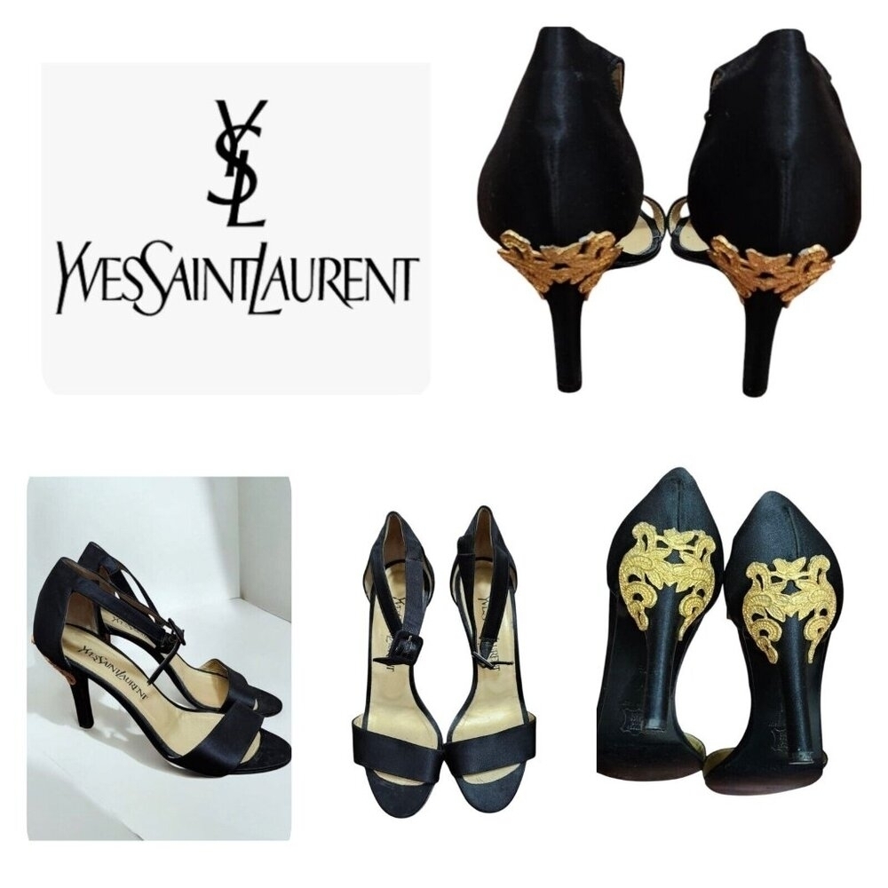Saint Laurent Heels Black Women's Size 7.5 M - Picture 1 of 14